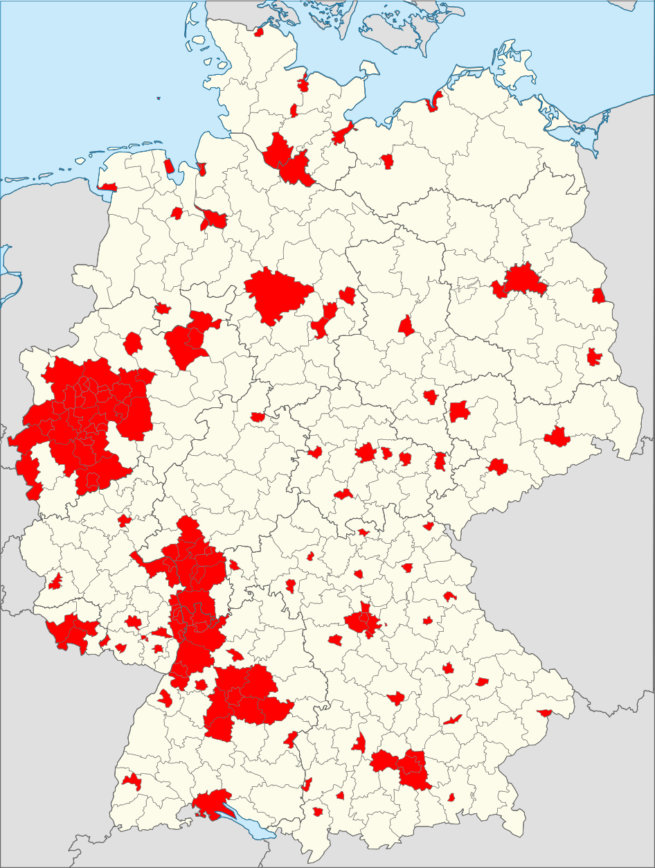 Germany: half of the population live in 11.74% of the country