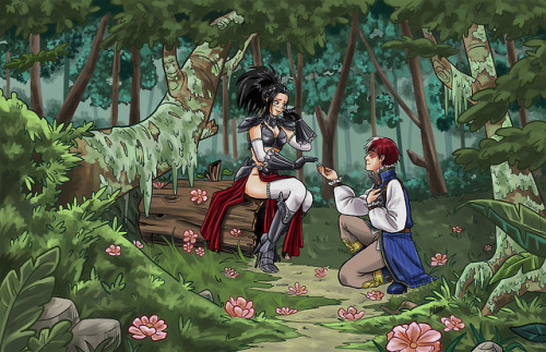 yamilluvia:  I finally finished coloring it!! It took me longer than I am willing to admit but I am proud of how it turned out.I hope you guys like it! Todoroki and Yaoyorozu from the Fantasy Au Ending :) 