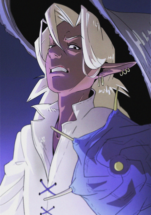 moggettt: You f**king took… everything from me. [ID: a drawing of Taako from the chest up. He