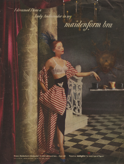 vintage-seductions:   	I dreamed I was a Lady Ambassador by Vivienne Strauss vintage maidenform ad  