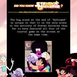 didyouknowstevenuniverse:    Source [x]   Yes, throughout a total of 56 episodes, the crystal gems have never all been shown on the screen together at the same time until now.