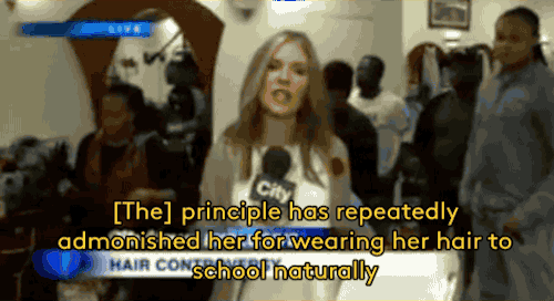 sourcedumal:  refinery29:  8th Grader Sent To The Principal’s Office For Her Natural Hair The young student was given a ponytail holder and repeatedly told to “do something about her hair.” When the 13-year-old challenged the principal’s request,