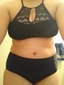 cutiebun-bun:  Tried on my bikini. Cuter than I thought it’d be. Still nervous about going out in it. Especially because the tits pop out the bottom. 😆