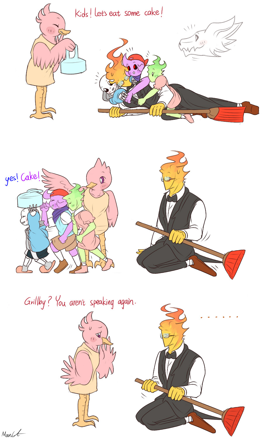 mooncatyao:  [Spokesman] Grillby &amp; little Sansi will draw the story about