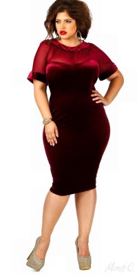 plussizeebony:  Denise Bidot in Monif C’s &ldquo;Sybel&rdquo; Velvet Sweetheart Dress - Wine