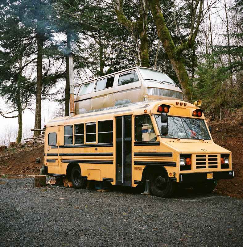 h-o-r-n-g-r-y:  van-life:  A 2002 Bluebird with a Vanagon on top of it.  Post on