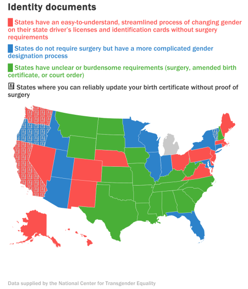 outforhealth:  Teaming up with the National Center for Transgender Equality, Vocativ built a state-by-state map of transgender rights across the country. While we are making progress, there’s still a long way to go. Click through for maps of hate crimes