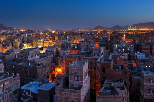 citylandscapes: Nightfall in Sanaa, Yemen Source