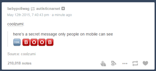 coolzumi:  here’s a secret message only people on mobile can see  🆒 🅱🅾🅾🅱  magic