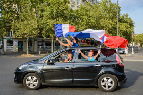 Le drapeau tricolore lors de la victoire en coupe du monde