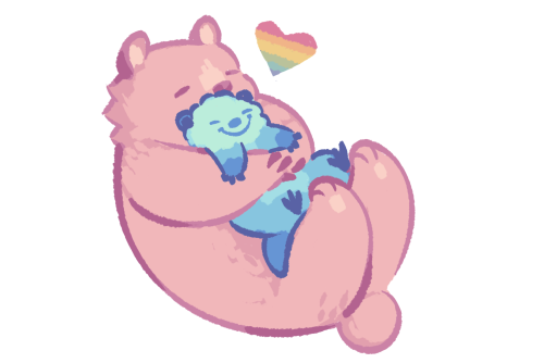 i made a bear/otter pride sticker. for big guys and little guys who are in love :)