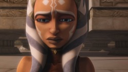 Star Wars: The Clone Wars | Season 5, final episode  After her name was cleared, Ahsoka was later offered to be re-instated. But Ahsoka, feeling she can&rsquo;t trust the Council, or herself, anymore, refuses and leaves the Temple, tearfully. 