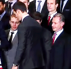 toews-for-days:  darthtulip: 11/4/13: Jonathan Toews takes a second to pull Patrick