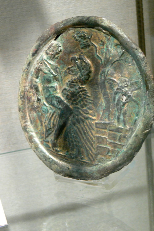 Roman mirror - Ganymedes and eagle* 2nd / 3rd century CE* bronze* Bavaria / Raetia (Limes)* Weißenbu