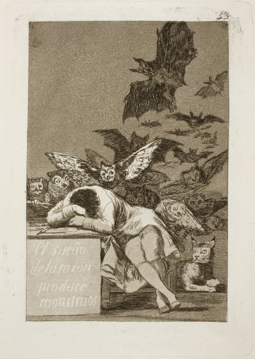 The Sleep of Reason Produces Monsters, from the Los Caprichos cycle by Francisco Goya, 1799