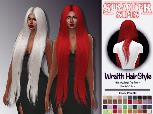 Wraith HairStyle- Sims 4 HairStyle with 40 Swatches- HQ Compatible- Easily find it in the bottom of 