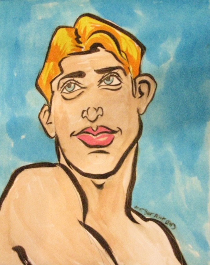 Drawings of Dale Stones done at Dr. Sketchy&rsquo;s Boston. Ink and watercolor
