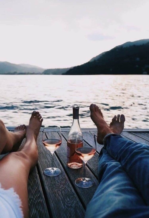 loveandrelationships:Sunset and wine on the