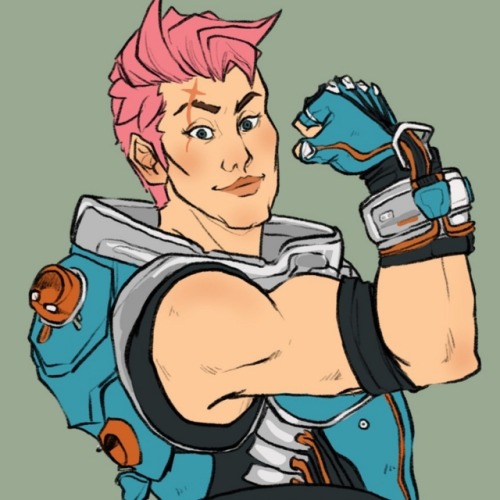 elysdraws: Parts of an Overwatch commission I did for a youtube banner for a friend of mine!   I finally got to draw Zarya flexing 😍 
