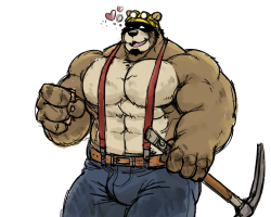 kumaclaw:  Drunk miner bear. oue 