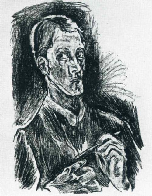 Self-Portrait (bust with pen), 1914, Oskar Kokoschka