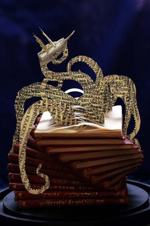 The Kraken.A book sculpture by Justin Rowe.www.daysfalllikeleaves.com