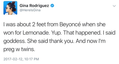 ginarodriguez-news: Gina Rodriguez’s tweet about Beyoncé