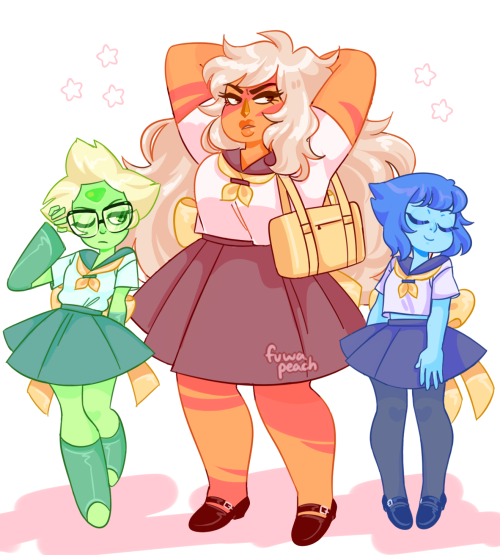 fuwapeach: seifuku homeworld gems ☆ i sketched this before peri got smol