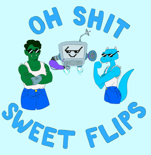 allofthemliches: team sweet flips showing up with the gun show   [image description: a drawing 