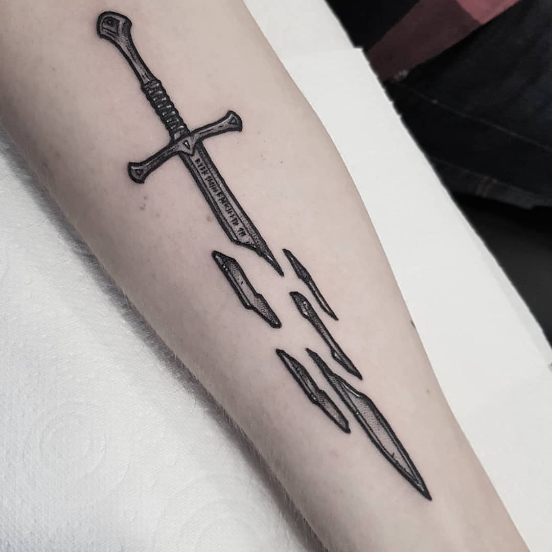 Narsil Broken Sword of Isildur by Keith C me at Spinning Needle Tattoos  in Ft Worth  rtattoos