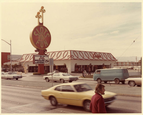 vintagelasvegas:  Slots-a-Fun. Las Vegas, 1973.  Circus Circus removed a merry-go-round from the front of the property and squeezed in Slots-a-Fun Casino, which opened in 1971. It’s been there ever since. Photos from the Jay Sarno Collection at UNLV.