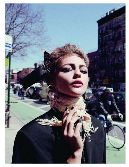 mitsoukoboudoir:  Sasha Pivovarova in ‘Down town’ by Inez van Lamsweerde & Vinoodh Matadin Vogue Paris June 2011  