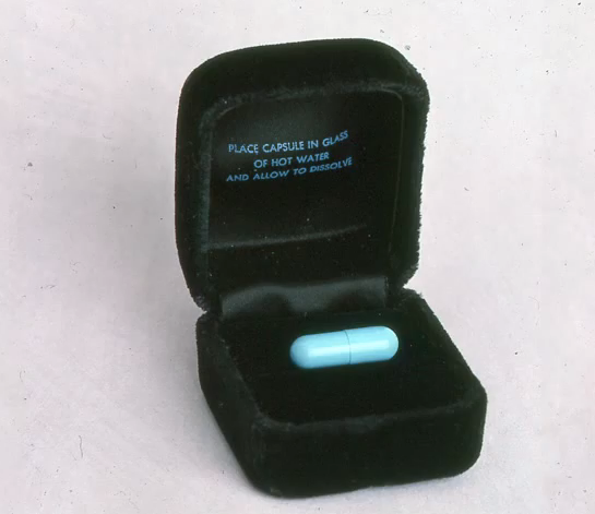 asylum-art:  Invitation to an Area night club party. The capsule was placed in water