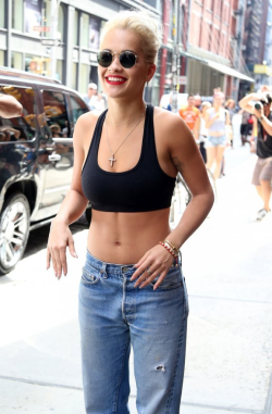 daily&ndash;celebs:  8/18/14 - Rita Ora doing the ALS Ice Bucket Challenge in NYC. 