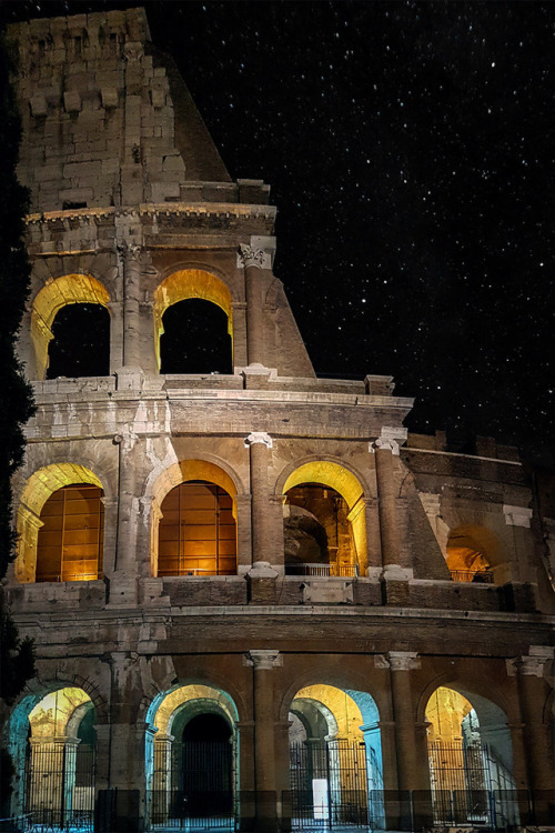 The Roman Colosseum by night, Italy