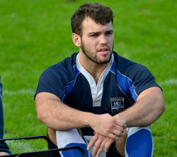 roscoe66:  Rugby hottie. Love the one up-one down sock thing going on. Hairy legs too!