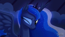 fuckyeahprincessluna:  Luna Winking 16:9 by mysticalpha  &lt;3