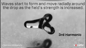 zerostatereflex:  Scientists used a powerful acoustic field to float a liquid droplet