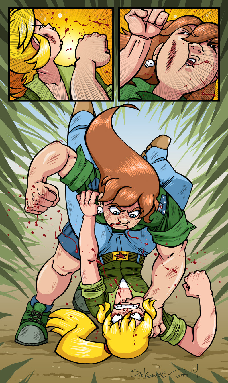 miss-dynamite:  Commission of Eva fighting Kara Firan, the client’s character.