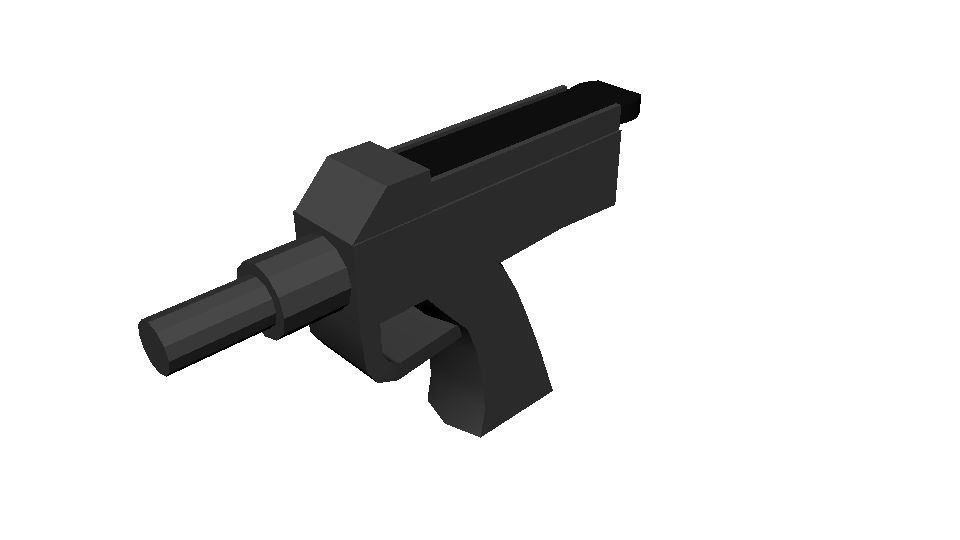 Another 3D gun doodle. Hand held P-90 clip feed style Machine Pistol