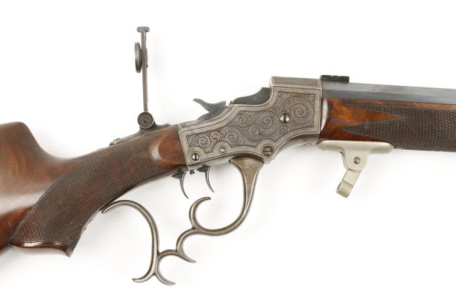 Engraved Stevens Pope single shot breechloading target rifle, mid to late 19th century.Sold at Aucti