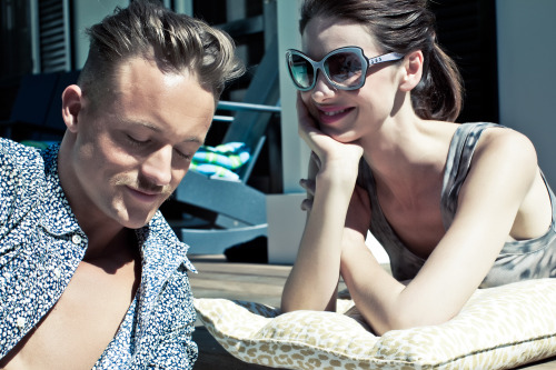 LUMETE SUNGLASS CAMPAIGN (lost weekend - lounge) models : Caitriona Balfe & Simon Sherry-Wood photographed by Landis Smithers
