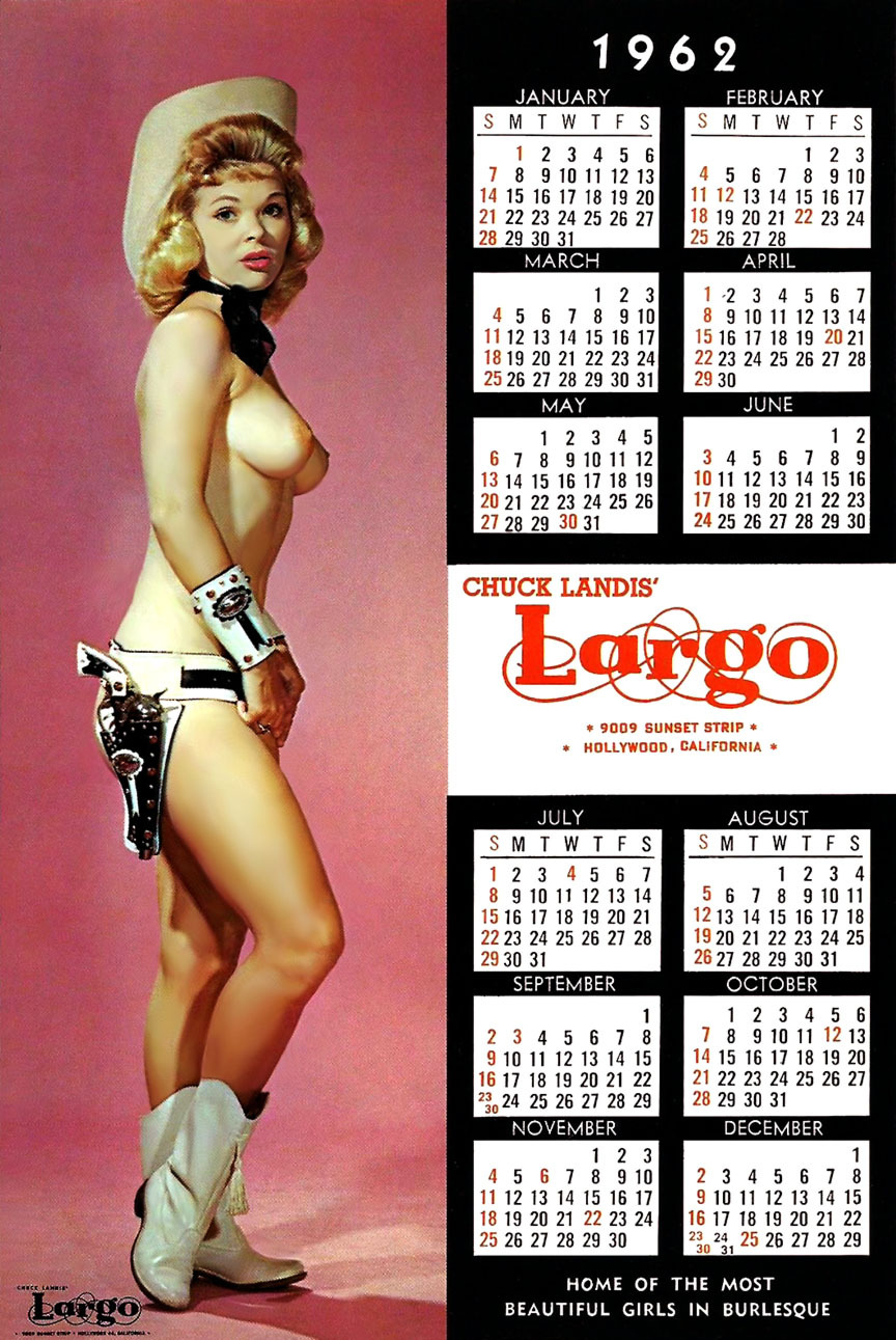 Candy Barr         (aka. Juanita Slusher)Vintage 1962 promotional calendar for