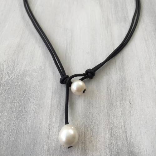 Freshwater pearl necklace //to buy Click on link in my bio// #leatherandpearls #onfloridatime #leath