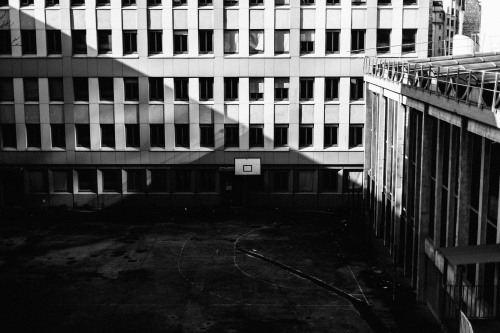 Abandoned basketball court