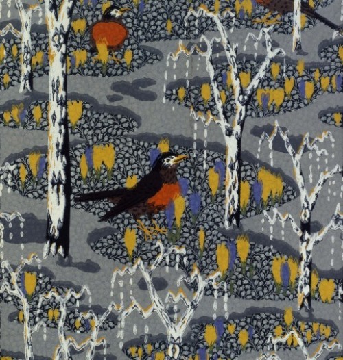 mimiminimal: Charles E. Burchfield (1893-1967) -  Robins and Crocuses, 1923.  Wallpaper, p