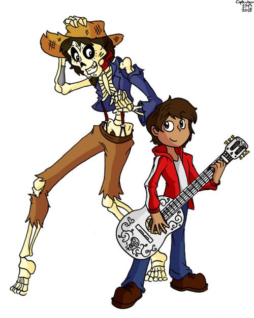 Miguel and Hector from Coco. I meant to draw this a while ago, and I figured that now that Coco is an Oscar winning movie, it’s a good time to draw it now. 