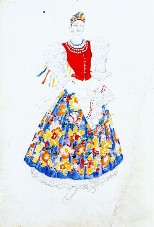 natalia-goncharova: Costume design for bride, Natalia Goncharova