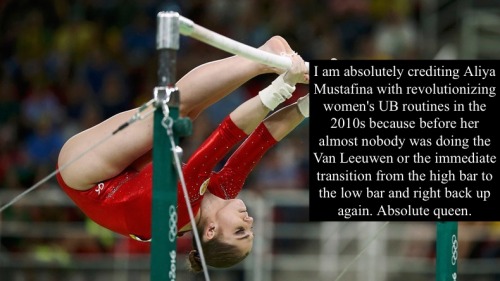 “I am absolutely crediting Aliya Mustafina with revolutionizing women’s UB routines in the 201