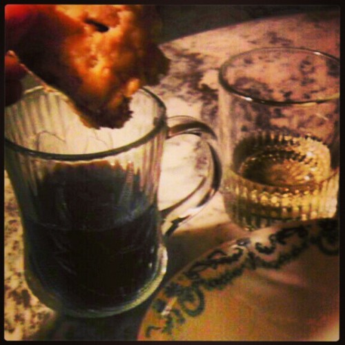 Scone, coffee, and white wine.. Don’t hate. #Italian #food #coffee #homemade #dessert #cafe #v